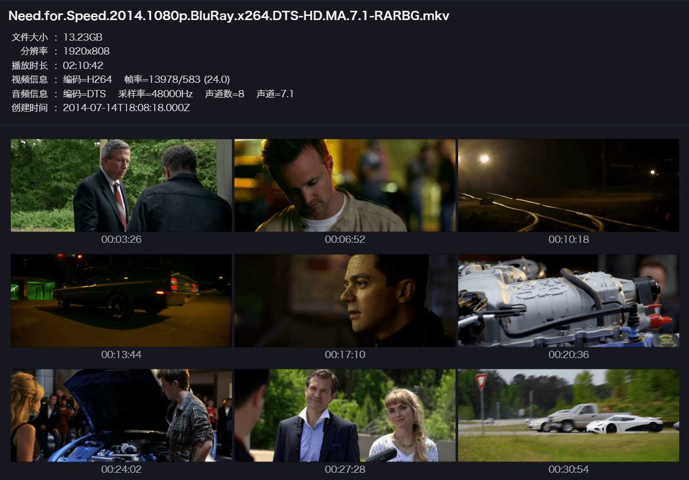  《极品飞车》 Need for Speed (2014) 1080P蓝光.DTS-HD.MA.7.1 中字【13.23G】