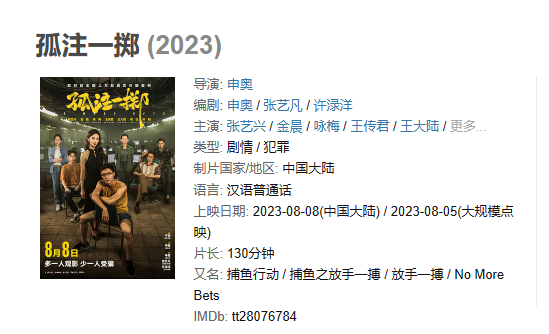 电影 《孤注一掷》【1080P/4K】【国语】【2023】主演: 张艺兴 / 金晨 /