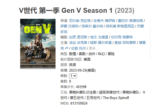 美剧 《V世代 第一季 Gen V Season 1》【1080P/4K】【全集】（2023）喜剧/动作/科幻/冒险