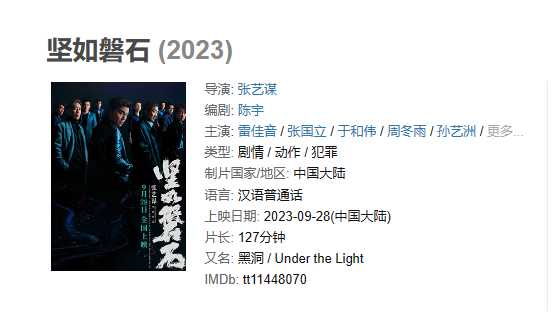电影 《坚如磐石》【1080P/4K】 犯罪【国语】【2023】又名：黑洞